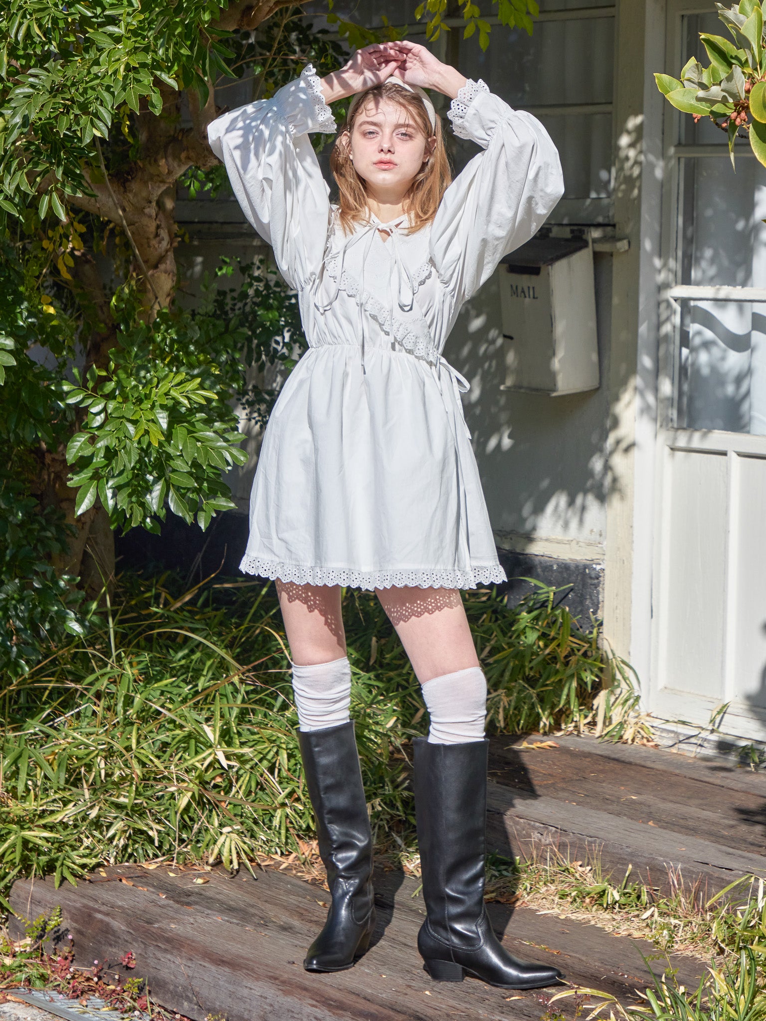 French letter collar wrap mini dress ホワイト size:M model:174cm KATERYNA