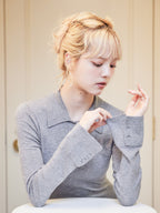 Low waist pleated glitter knit dress グレー size:M model:163cm MINAMI