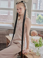 Ribbon embroidered satin cami dress ピンクベージュ size:M model:173cm DASHA.G