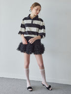 Rugby shirt and frill pants skirt ブラック size:M model:171cm ANIUTA