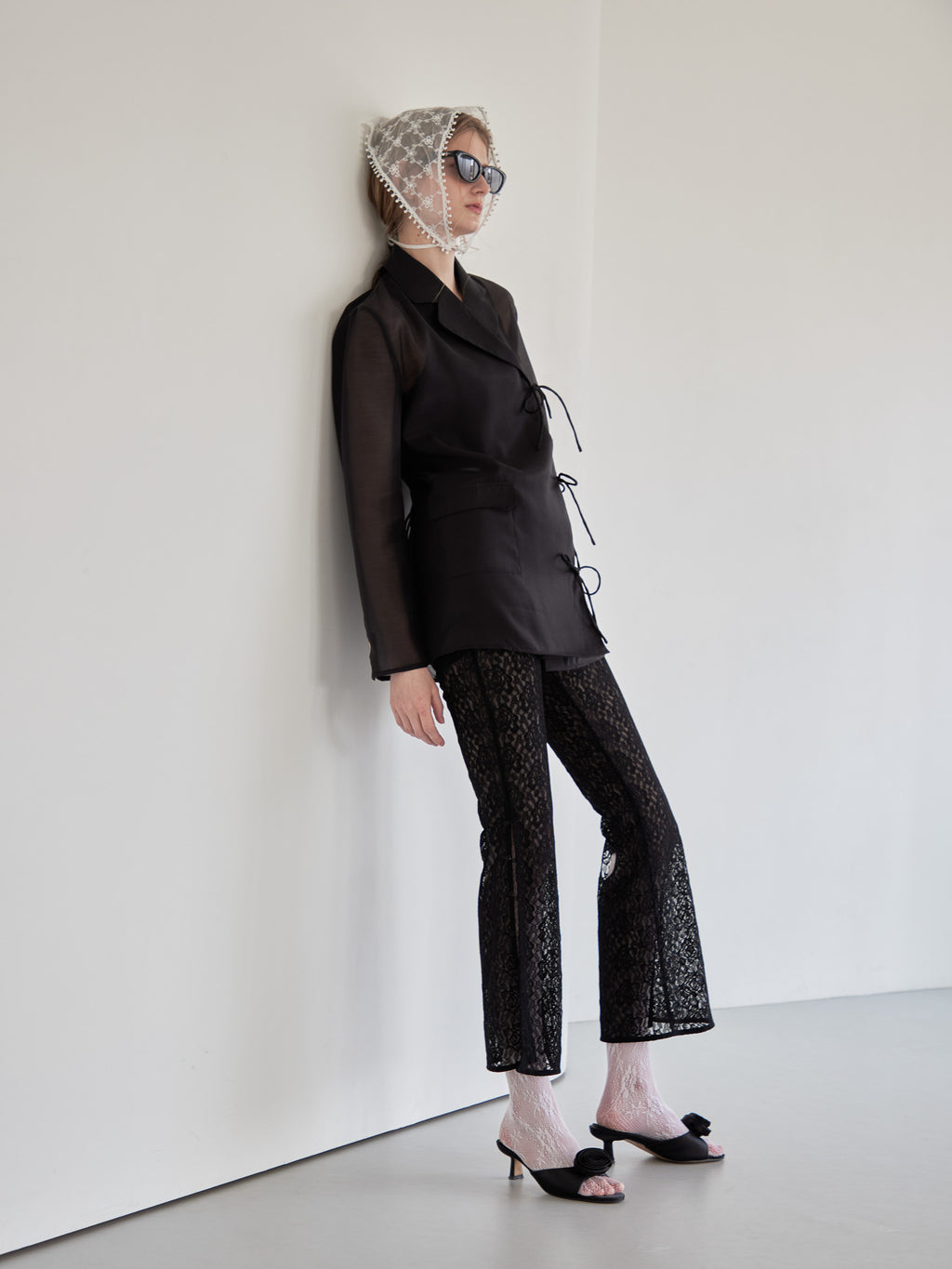 Heart trimming lace pants ブラック size:M model:174cm LERA