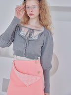 Lace lined cardigan グレー size:M model:173cm Olesia