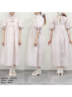 Ribbon jaquard volume dress ピンク