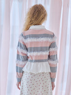 Balloon hem rugby shirt ピンク size:M model:173cm Olesia