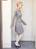 Low waist pleated glitter knit dress グレー size:M model:163cm MINAMI
