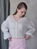 Many rose embroidery cardigan ホワイト size:M model:173cm ALINA