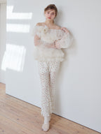 Frill tulle print pants アイボリー size:M model:174cm KATERYNA