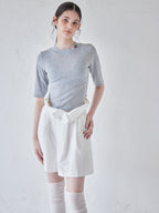 Rose embroidery eyelet short top グレー size:M model:170cm ALICE