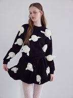 Many rose sweat balloon skirt ブラック size:M model:173cm ALINA