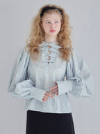 Many ribbon volume sleeve blouse ブルー size:M model:173cm Olesia