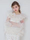 Rose tulle off shoulder blouse ホワイト size:M model:174cm KATERYNA