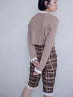 Hem lace sabrina pants ブラウン size:M model:161cm 富樫かなえ