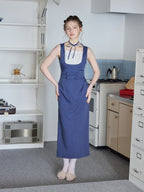 Ribbon waist dress ブルー size:M model:171cm ANIUTA