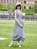 Gingham check back open dress ブラック size:M model:170cm ALICE