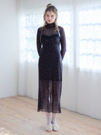 Tulle print dress & bra ブラック size:M model:174cm KATERYNA