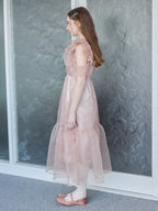 Dot organdy dress ピンクベージュ size:M model:171cm ANIUTA