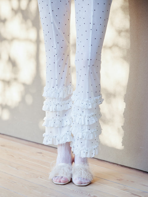 Frill tulle print pants ホワイト size:M model:174cm KATERYNA