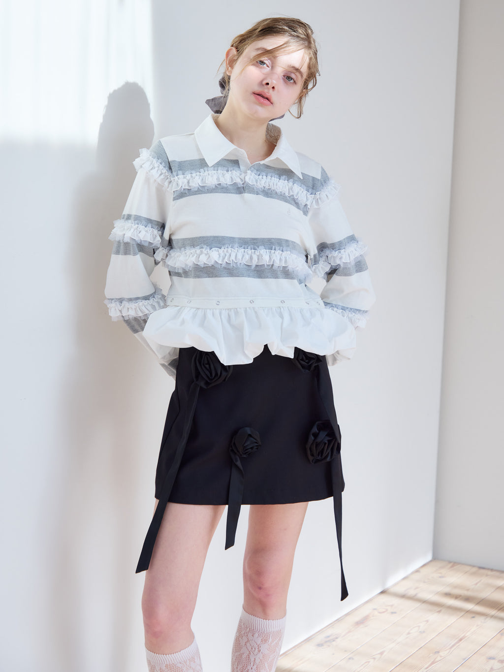 Rose mini skirt ブラック size:M model:174cm KATERYNA