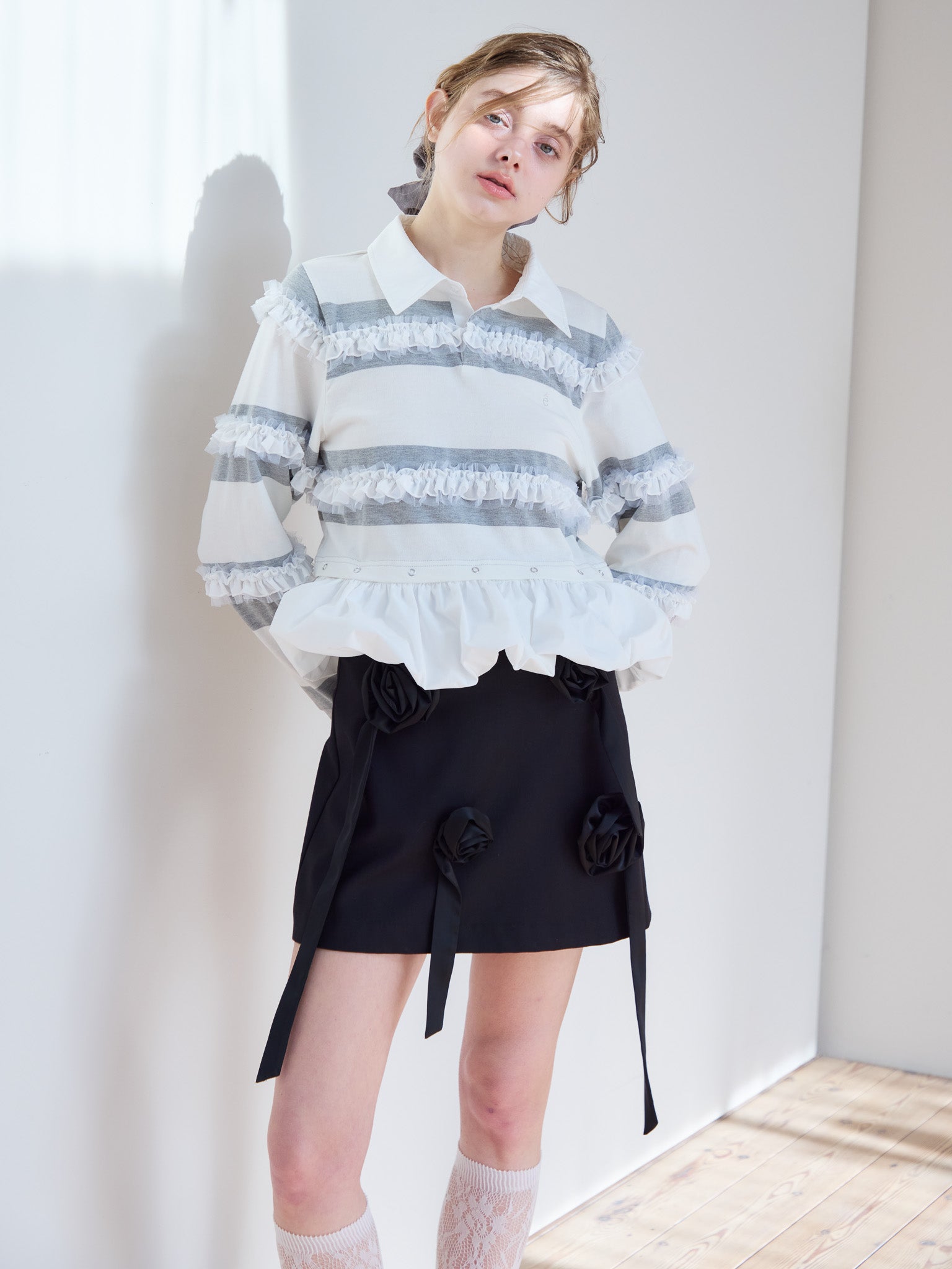Rose mini skirt ブラック size:M model:174cm KATERYNA