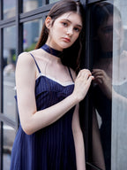 Stripe ribbon tight dress ネイビー size:M model:170cm ALICE