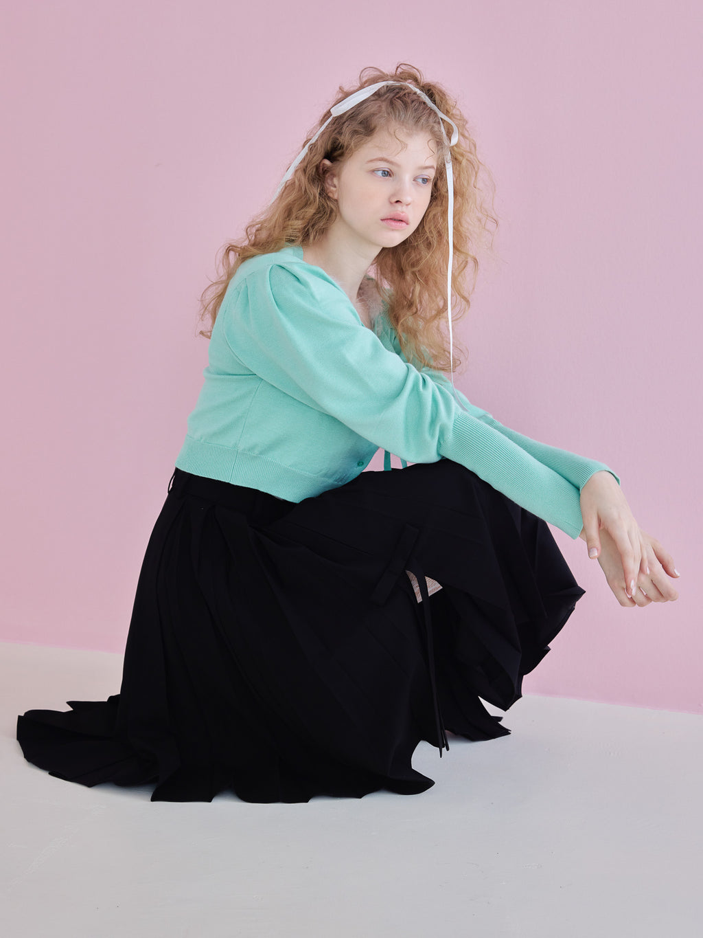Lace lined cardigan グリーン size:M model:173cm Olesia