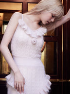 Mohair crochet cami dress ピンク size:M model:163cm MINAMI