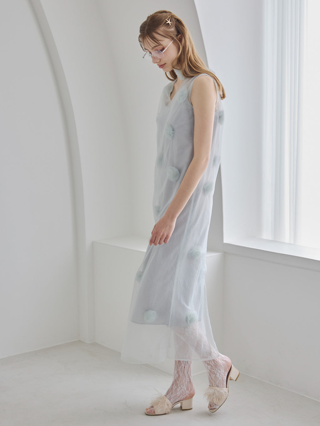 Rose tulle dress ミント size:M model:175cm MARTA