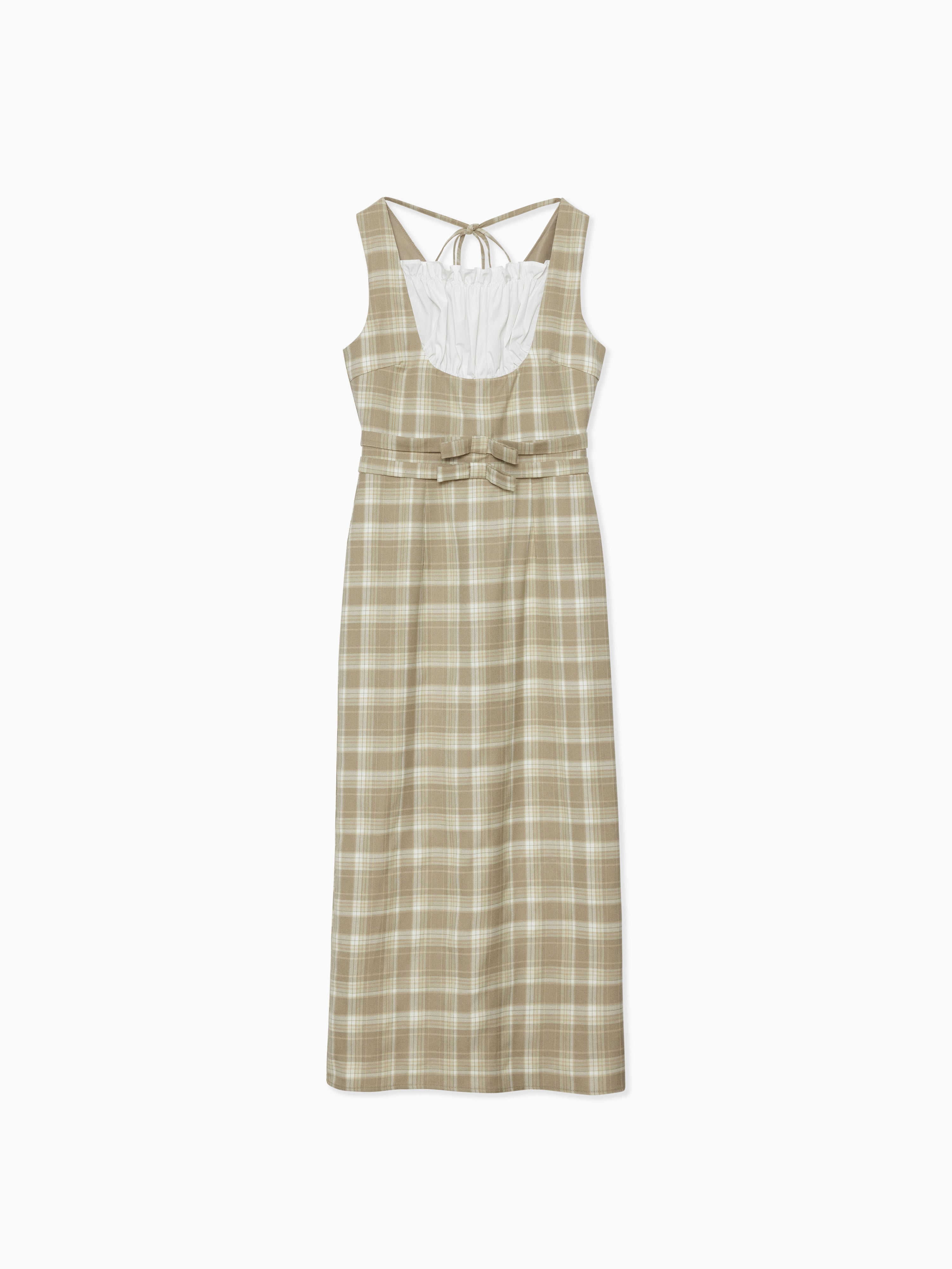 Ribbon waist dress チェック