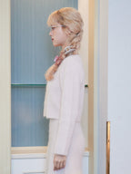 Shell button shaggy cardigan ピンクベージュ size:M model:163cm MINAMI