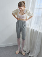 Gingham check sabrina stretch pants ブラック size:M model:171cm ANIUTA