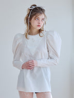Tulip embroidered volume sleeve blouse ホワイト size:M model:174cm KATERYNA