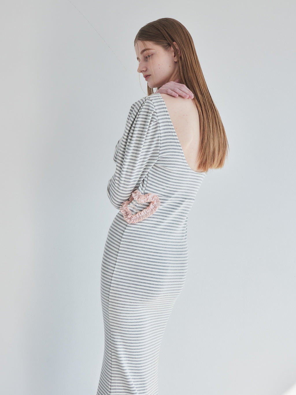 I miss you heart cut dress グレー