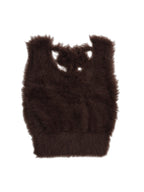 Back open shaggy knit tank top ブラウン