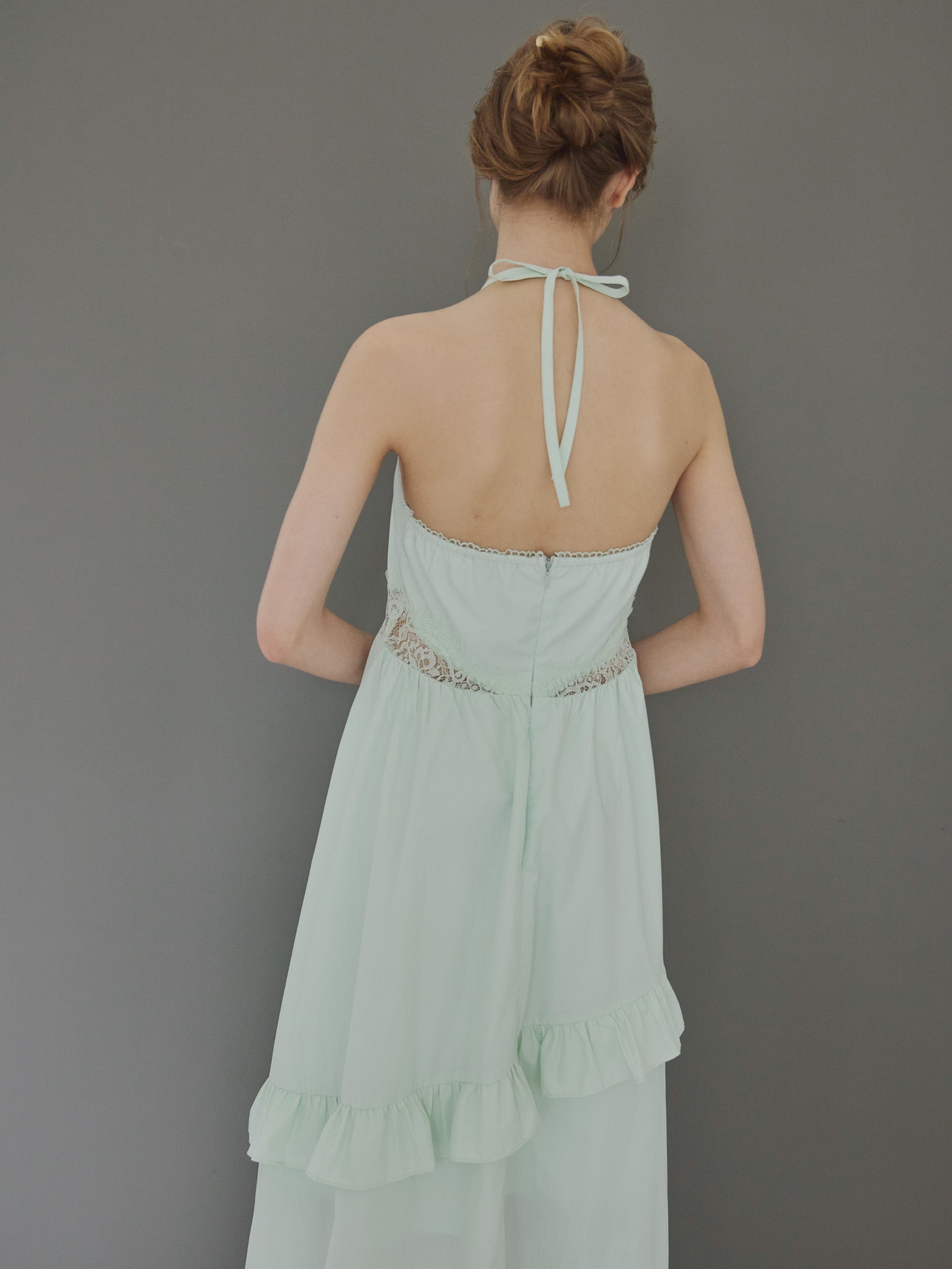 Lily embroidered apron long dress ミント size:M model:175cm MARTA