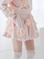 Many rose sweat balloon skirt ピンク size:M model:173cm ALINA