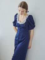 Decollete lace dress ネイビー size:M model:171cm ANIUTA