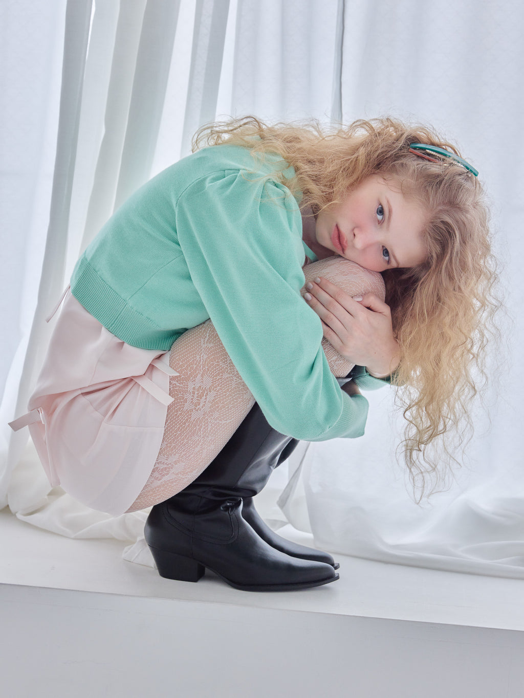 Lace lined cardigan グリーン size:M model:173cm Olesia