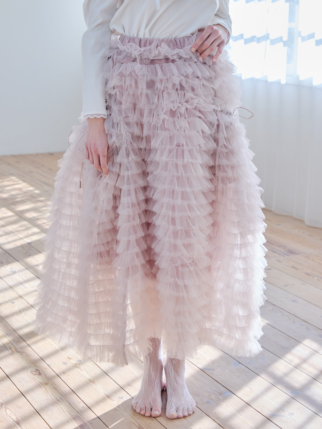 Tulle tiered volume skirt ピンク size:M model:174cm KATERYNA