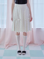 Ribbon slit pleated skirt ドット size:M model:173cm Olesia