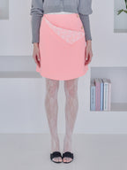Lace lined mini skirt ピンク size:M model:173cm Olesia