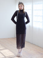 Tulle print dress & bra ブラック size:M model:174cm KATERYNA