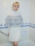 Dot tulle ruffle & knit top set ライトグレー size:M model:163cm MINAMI