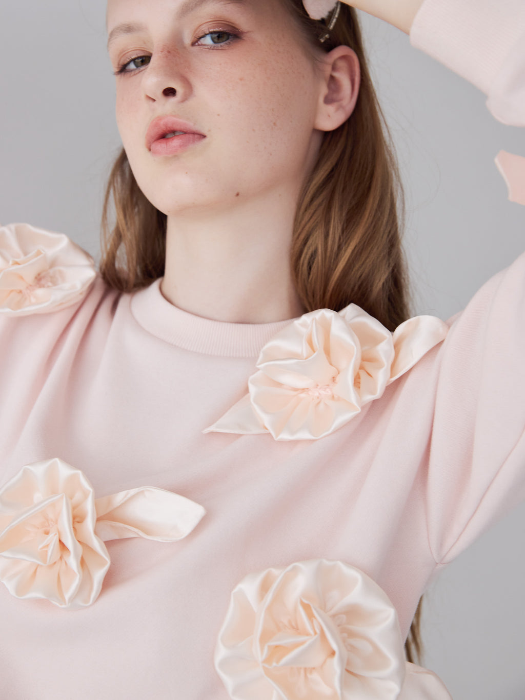 Many rose sweat top ピンク size:M model:173cm ALINA