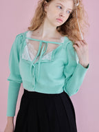 Lace lined cardigan グリーン size:M model:173cm Olesia