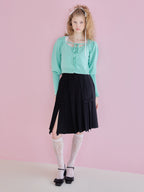 Ribbon slit pleated skirt ブラック size:M model:173cm Olesia