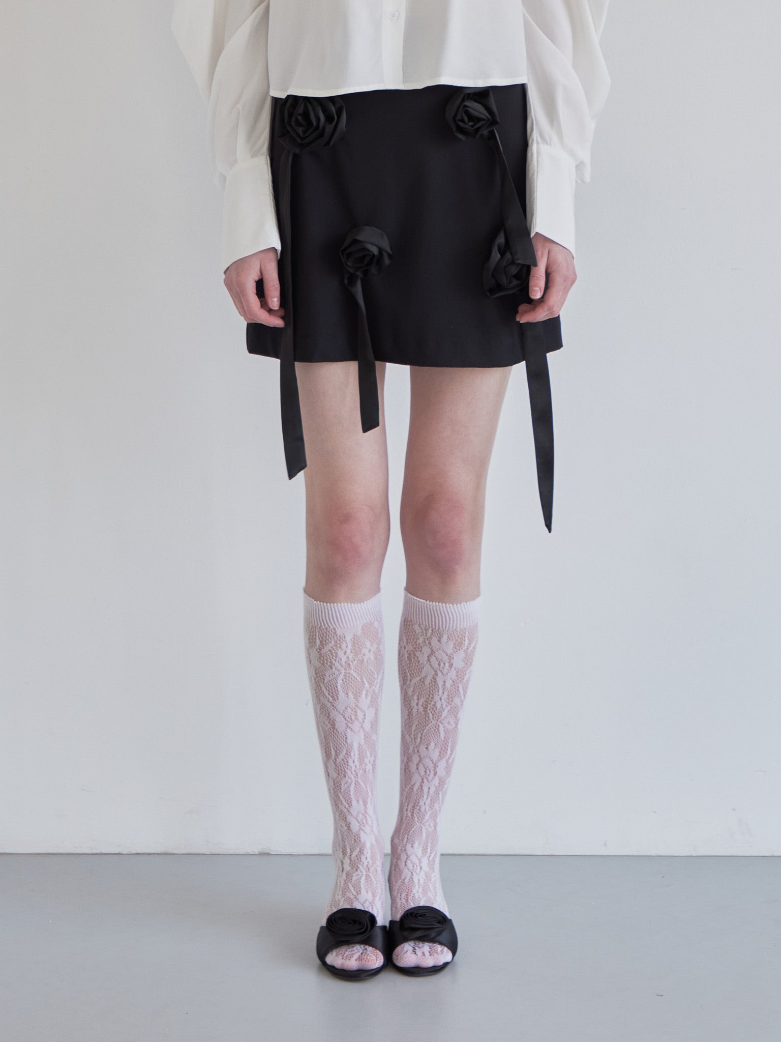 Rose mini skirt ブラック size:M model:174cm LERA