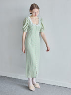 Decollete lace dress ミント size:M model:171cm ANIUTA