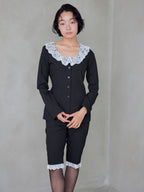 Lace trimmed tailored blouse ブラック size:M model:161cm 富樫かなえ