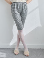 Gingham check sabrina stretch pants ブラック size:M model:171cm ANIUTA