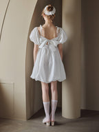 Back ribbon embossed volume mini dress ホワイト size:M model:175cm MARTA